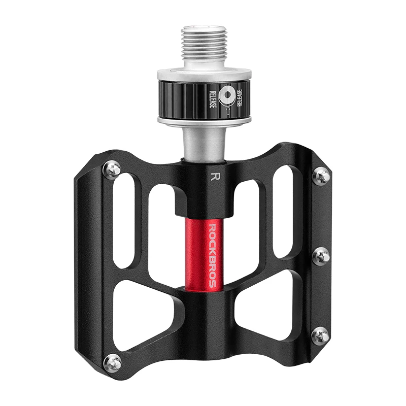 ROCKBROS-Pedales de liberación rápida para bicicleta de montaña, rodamiento de sello a prueba de lluvia CNC, 8,2 cm de ancho, antideslizante, de cromo molibdeno - Imagen 3