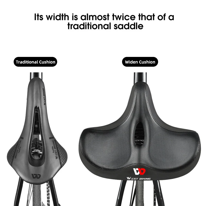 WEST BIKING-sillín de bicicleta ergonómico, grueso y cómodo, amortiguador para bicicleta eléctrica de montaña, accesorios - Imagen 6