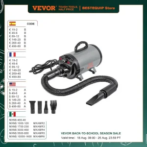 VEVOR-secador de pelo para s, 2000W/2.7HP, Control de temperatura de velocidad ajustable con 4 boquillas y manguera extensible para el cuidado del cabello de mascotas
