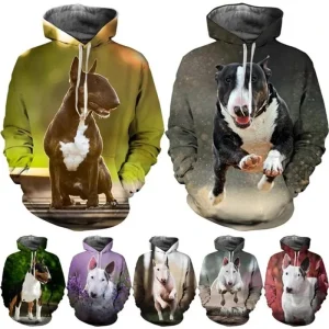 Sudadera con capucha de manga larga con estampado 3D de Bull Terrier, jersey de gran tamaño con capucha de alta calidad, Sudadera con capucha para , jersey de otoño, lo último