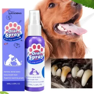 Spray de limpieza dental para mascotas, cuidado bucal, elimina las manchas de los dientes, mantiene el aliento fresco para gatos y s, blanqueamiento, elimina el mal aliento