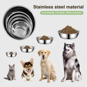 Rust-resistant Pet Bowl Stainless Steel Pet Bowls Set Open Design Rust-resistant Easy to Clean Cat Dog Food Dishes Smooth