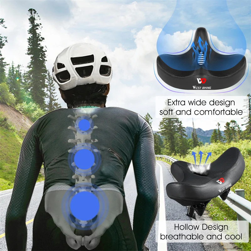 WEST BIKING-sillín de bicicleta ergonómico, grueso y cómodo, amortiguador para bicicleta eléctrica de montaña, accesorios - Imagen 5