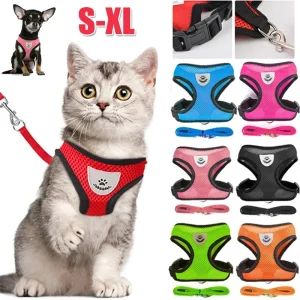Arnés para s y gatos con correa de plomo, chaleco ajustable, arneses transpirables de malla de poliéster, sti reflectante para accesorios para s pequeños y gatos