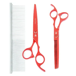 Tijeras para recortar mascotas Purple Dragon de 7 pulgadas, tijeras profesionales para el cuidado de s y gatos, cortador de pelo curvo, cortapelos para adelgazar B0029B