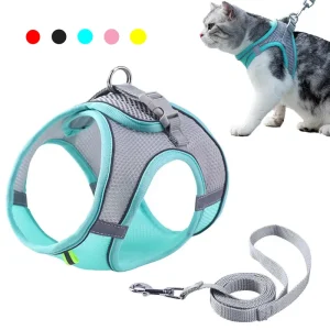 Conjunto de correa de arnés para gatos, Collar ajustable para s y gatos, arnés para Bulldog Francés, chaleco para cachorros, Chihuahua, correa para caminar al aire libre