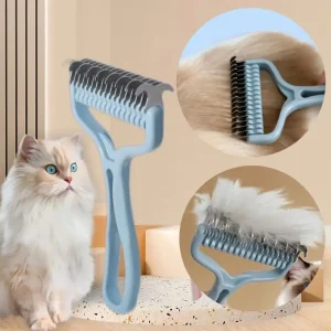 Cepillo para gatos, cortador de nudos de piel para mascotas, peine para quitar el pelo, herramientas de cuidado para s, cepillo inoxidable de doble cara, productos para mascotas