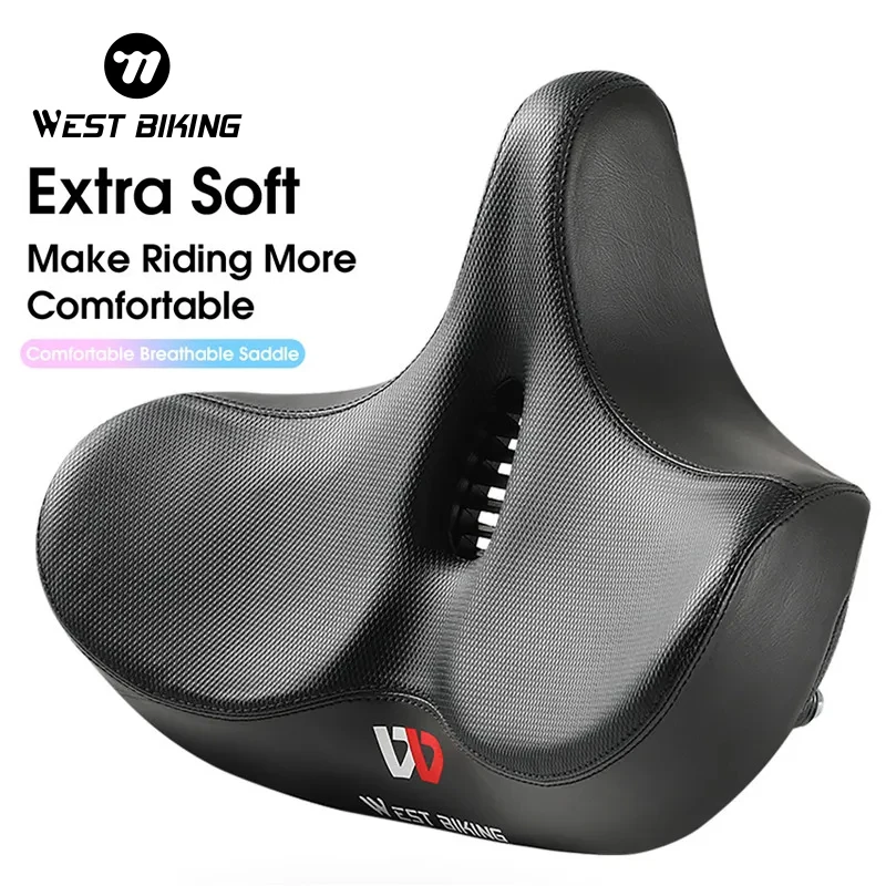 WEST BIKING-sillín de bicicleta ergonómico, grueso y cómodo, amortiguador para bicicleta eléctrica de montaña, accesorios