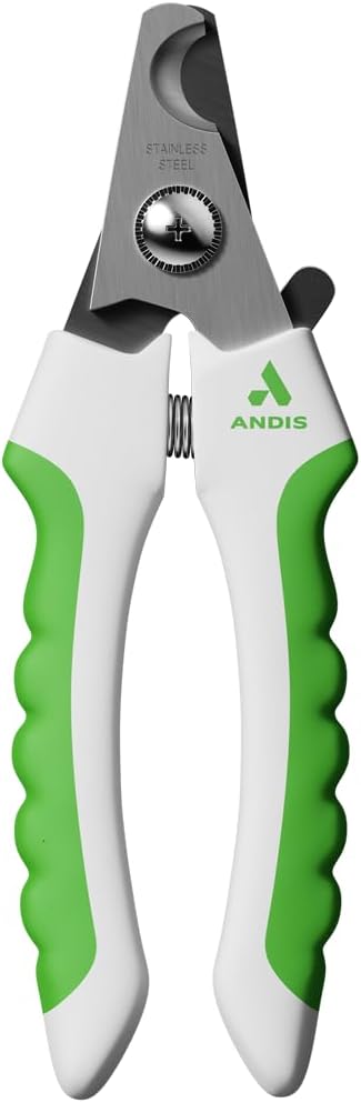 Andis 68575 Cortaúñas para animales de razas pequeñas - Cuchillas de acero inoxidable con eficacia afilada - Diseñado para uso repetido y recomendado por entrenadores de mascotas - Tamaño mediano y blanco/verde - Imagen 2
